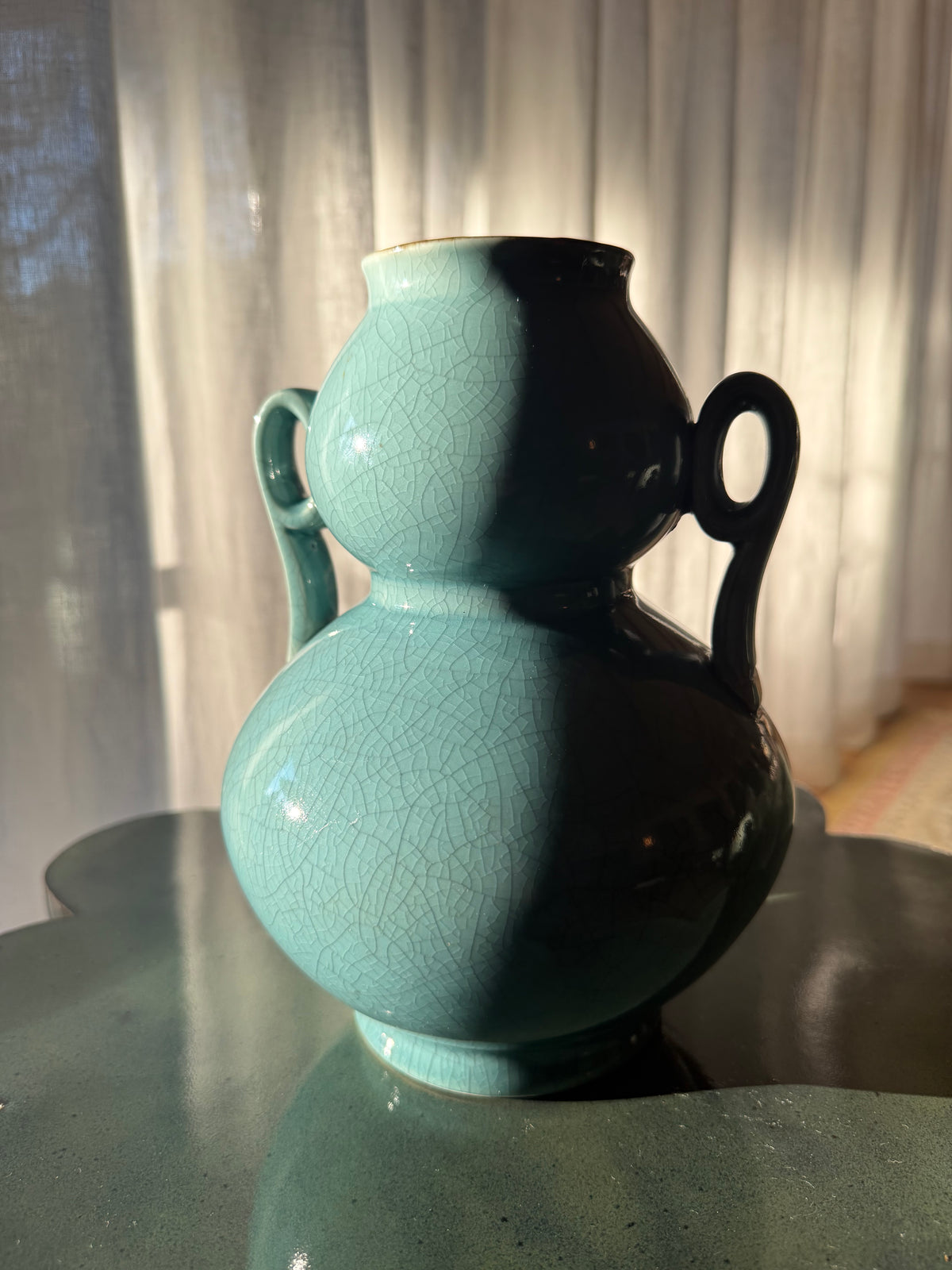 Crackle Glazed Twin Handled Vase
