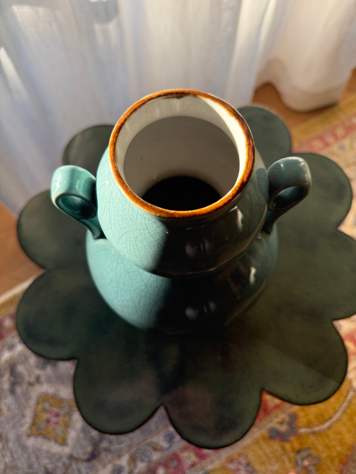 Crackle Glazed Twin Handled Vase