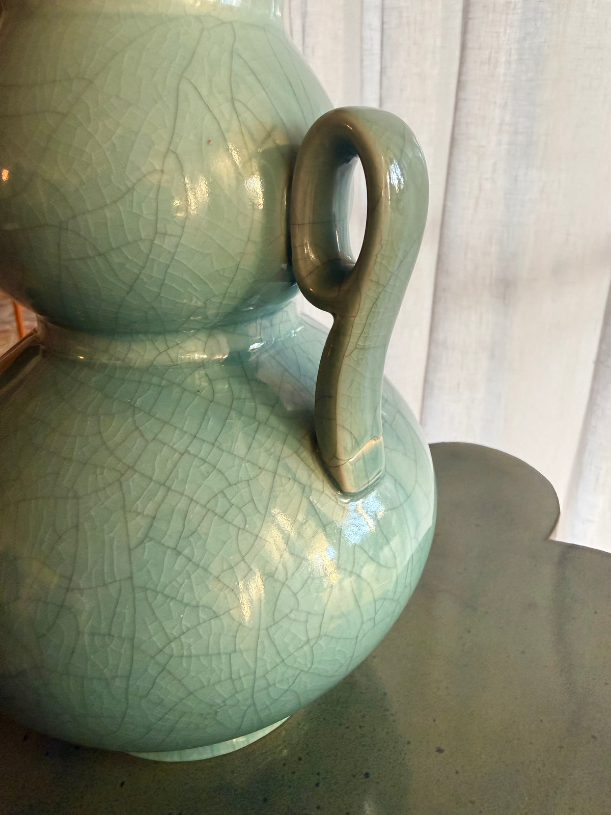 Crackle Glazed Twin Handled Vase