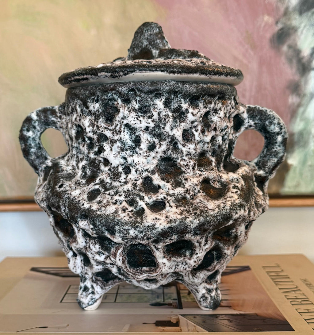 French Fat Lava Lidded Ceramic Pot