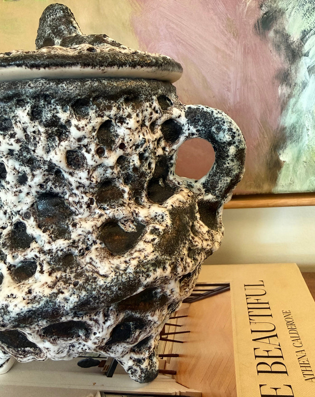 French Fat Lava Lidded Ceramic Pot