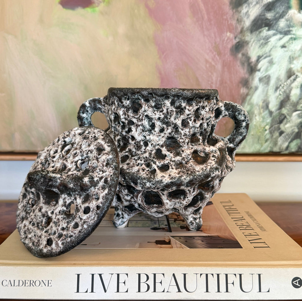 French Fat Lava Lidded Ceramic Pot
