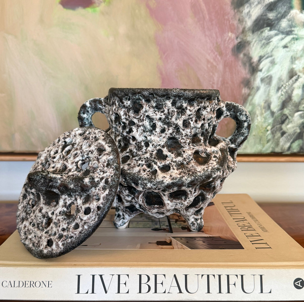 French Fat Lava Lidded Ceramic Pot