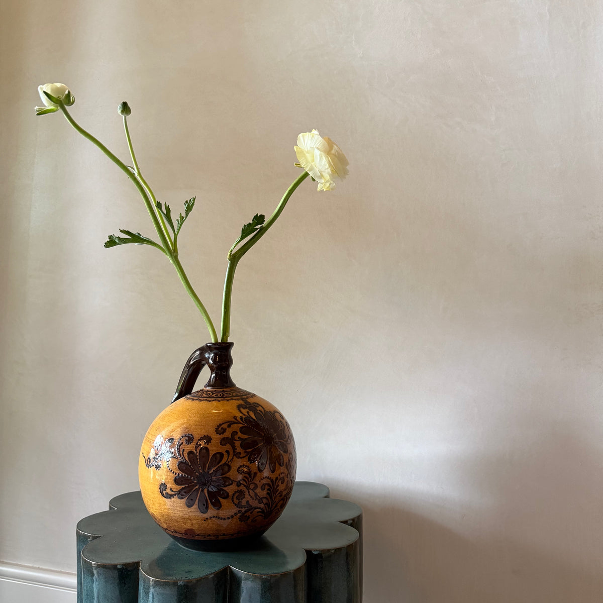 French Hand Painted Pottery Vessel