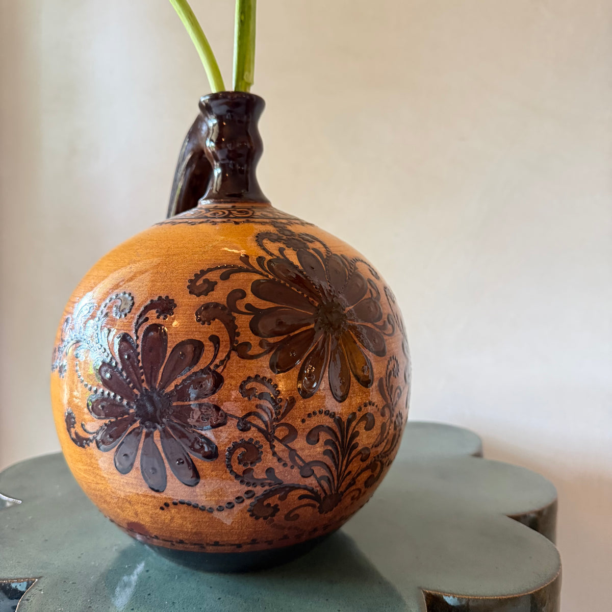 French Hand Painted Pottery Vessel