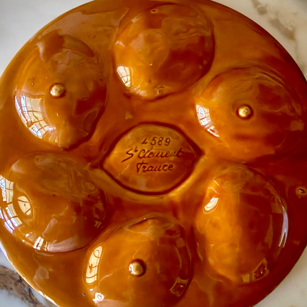 French Saint-Clement Glazed Ceramic Oyster Plate