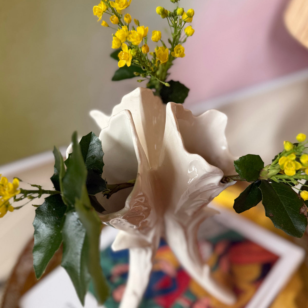 Vintage Ceramic Triple Flower Vase