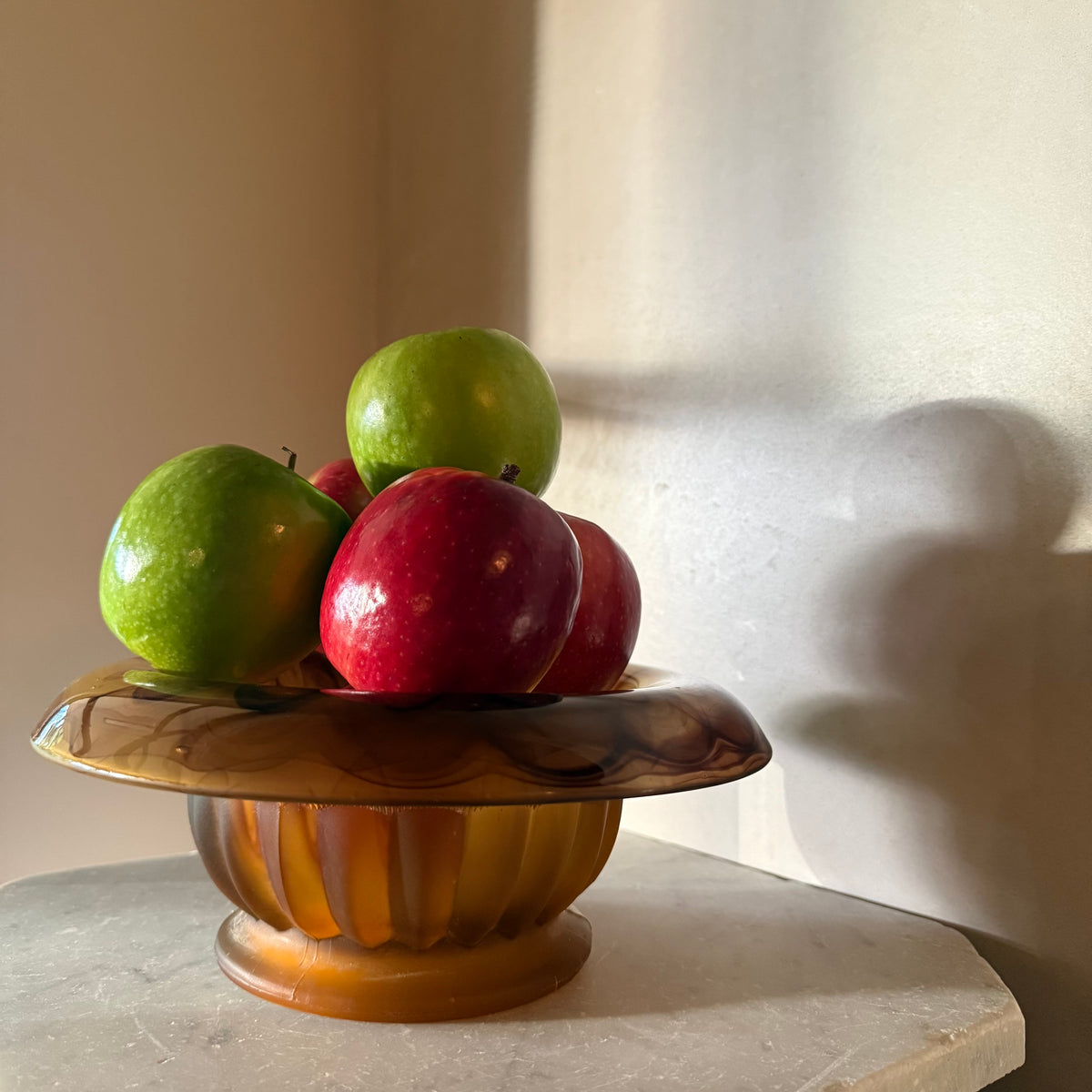 Ribbed Amber Cloud Glass Bowl - George Davidson