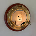 Solid Brass and Wood Porthole Mirror