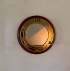Solid Brass and Wood Porthole Mirror