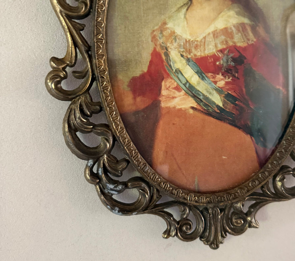 Antique Italian Artwork in Ornate Frame