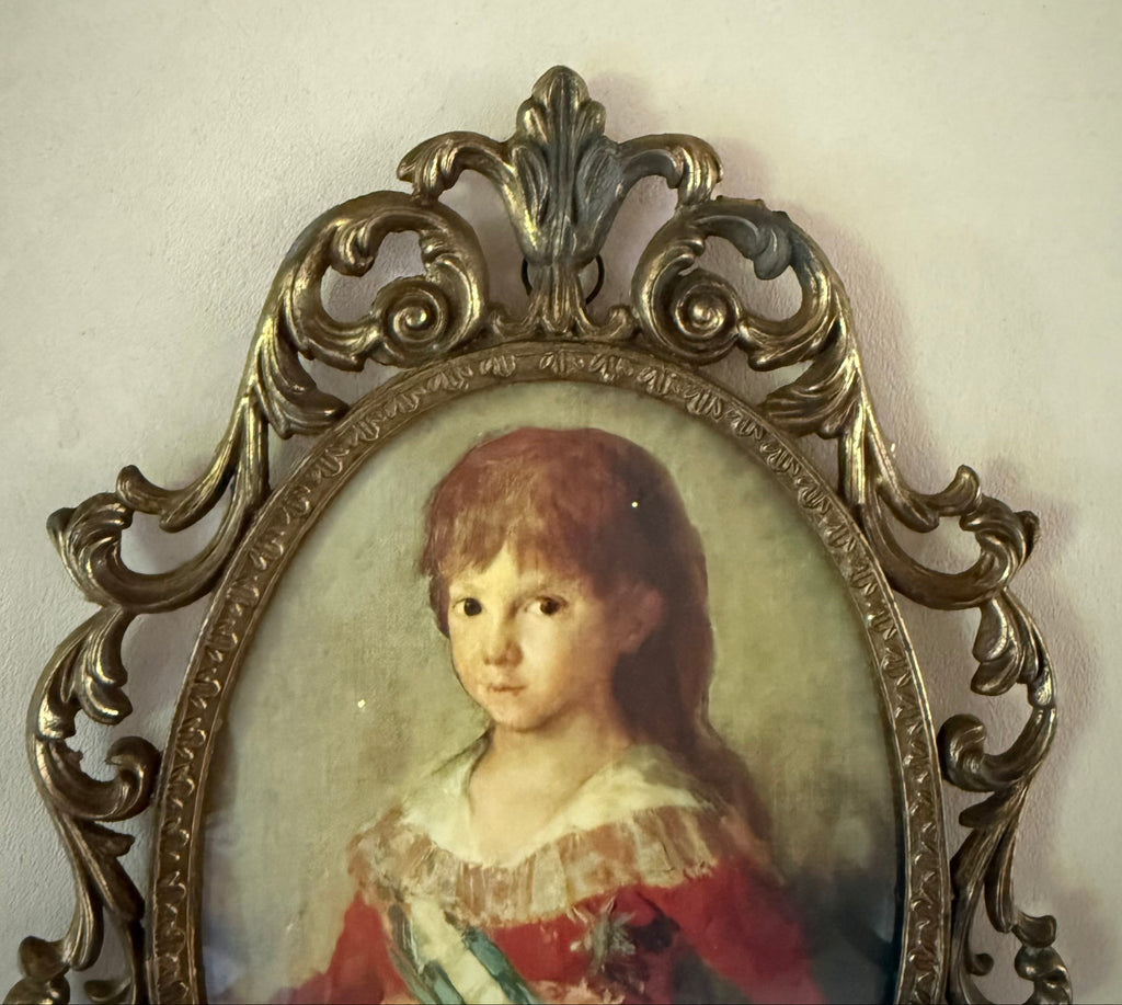 Antique Italian Artwork in Ornate Frame
