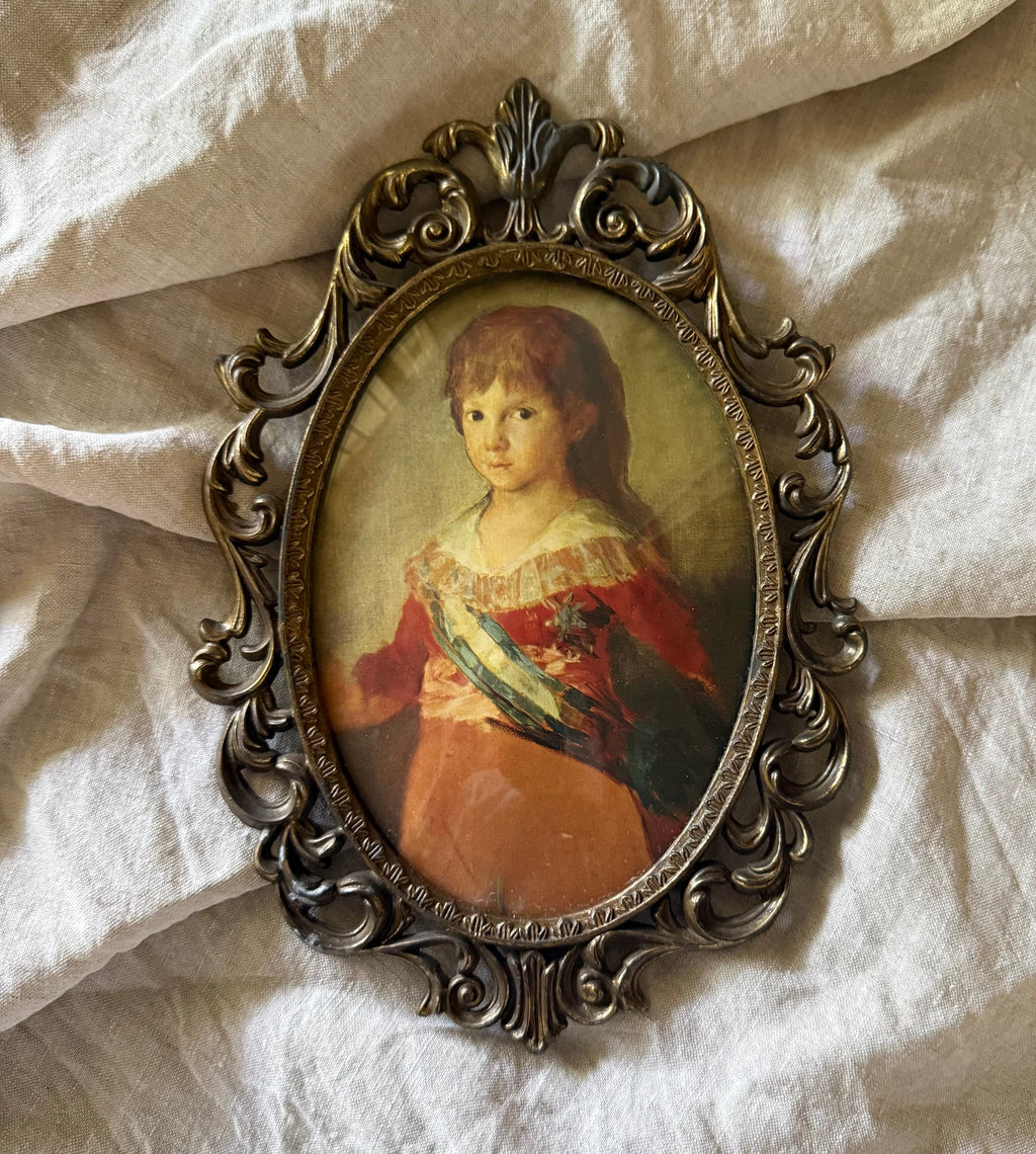 Antique Italian Artwork in Ornate Frame