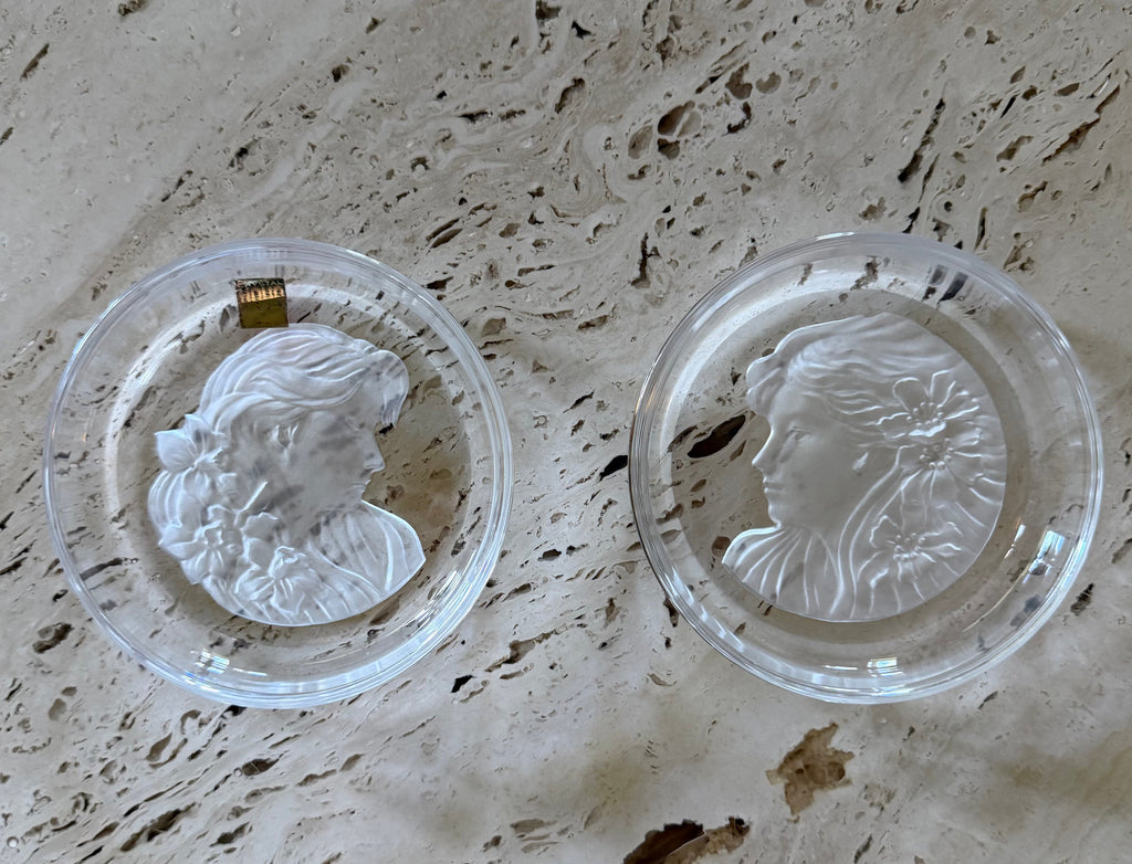 Glass Cameo Dishes - Pair