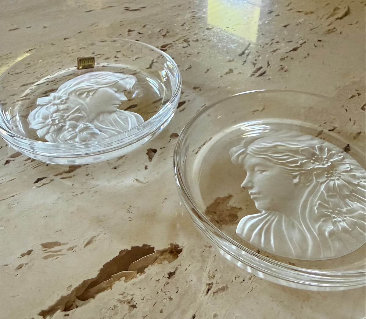 Glass Cameo Dishes - Pair